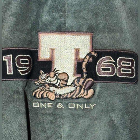 VINTAGE Disney Tigger 1968 Suede Varsity Bomber Jacket Men’s Green/Black - Med - Picture 7 of 13